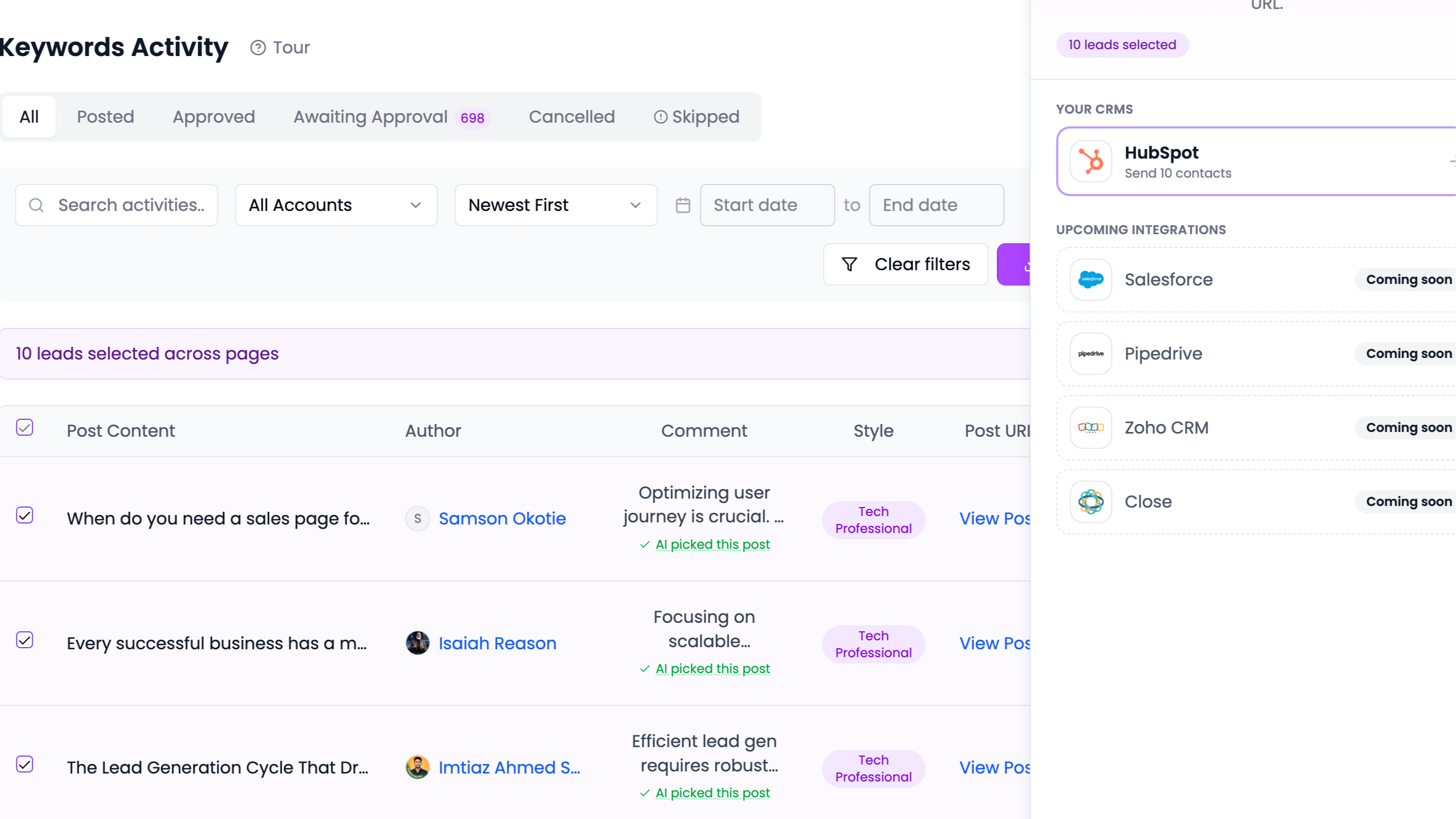 Save in CRM